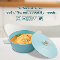 Casserole à soupe grande capacité en aluminium moulé sous pression avec revêtement céramique bleu antiadhésif pour cuisinière à gaz et à induction