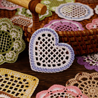 10 autocollants par paquet, série de papier à fleurs tissées, imitation tricot, faits main, pour scrapbooking, autocollants décoratifs DIY