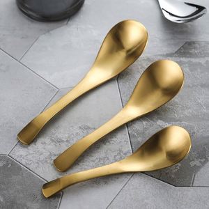 Cuchara de Acero Inoxidable 304 Reforzada, Cuchara para Sopa con Base Redonda Dorada, Cuchara para Comer en el Hogar para Niños y Adultos - Product Image 4