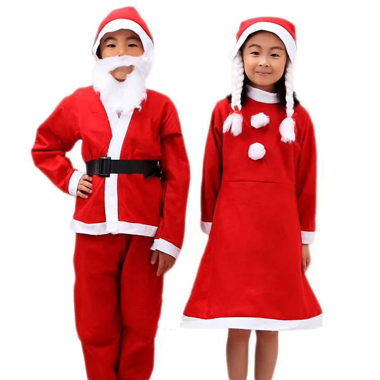 थोक लाल फेल्ट बच्चों के सांता क्लॉज़ सूट सजावट बच्चों के लिए क्रिसमस पोशाक