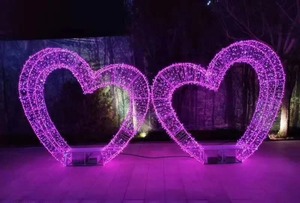 โคมไฟอุโมงค์รูปหัวใจ LED พีวีซีเชิงพาณิชย์ ปรับแต่งสีได้ มาตรฐาน IP65 สำหรับตกแต่งวันคริสต์มาส วันวาเลนไทน์ และวันหยุดต่างๆ - Product Image 3