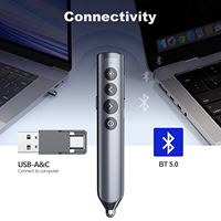 Presentador Inalámbrico de Aluminio al por Mayor con Láser Verde, Bluetooth, Air Mouse y Lápiz Óptico para Reuniones de Negocios
