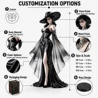 Figuras de Resina de Anime Manga 3D Personalizadas por el Fabricante, Modelo Coleccionable de Mujer Oscura para Colección