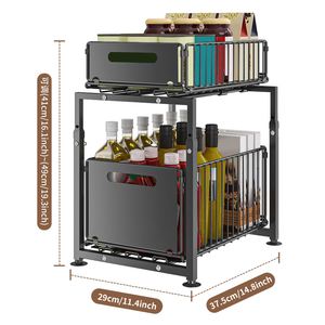 <b>Kitchen</b> Sink Storage Rack, Seasoning Rack, Storage <b>Basket</b>, Adjustable Cabinet, <b>Pull</b>-<b>out</b> Layered Rack - Product Image 5