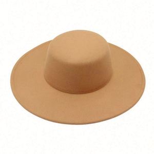 2023 New <b>Flat</b> Top Polyester/Cotton Fedora Bowler <b>Hat</b> Jazz French Wide Brim Unisex Four Seasons Custom Wholesale - Product Image 1