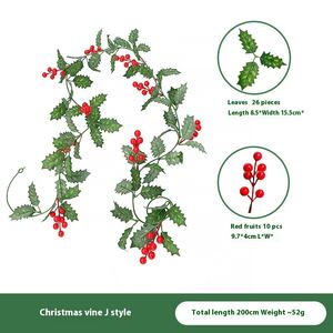 Para <span class=keywords><strong>Amazon</strong></span> simulación arreglo navideño ratán planta verde fruta roja baya vid suave para fiesta plantas artificiales vegetación - Product Image 4