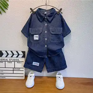 オンライン卸売夏幼児男の子服ポロシャツパンツ2ピーススーツ子供服ファッションパーティー子供セット