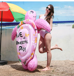 2024 Waterpark Zeeschildpad Schildpad Zwembad Drijft Kersenkinderen Opblaasbare Ride-Ons Mount Zwemring Zwevende Mat Ligstoel - Product Image 5