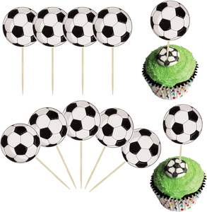 Juego de 24 Decoraciones para Cupcakes con Temática de Fútbol para Fiestas de <span class=keywords><strong>Cumpleaños</strong></span>, Fiestas Deportivas y Otras Ocasiones, para Tiendas de Postres - Product Image 1
