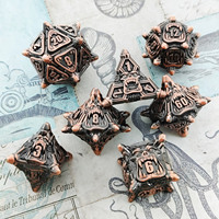 1 pièce, ensemble de dés DND en métal massif, bleu argenté, à grande ouverture, faits à la main, écologiques, motif Dragon, polyédriques, pour jeux de société et accessoire de joueur de fantasy