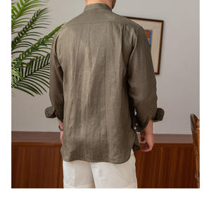 Camicie da uomo estive in <span class=keywords><strong>lino</strong></span> morbide, comode ed eleganti, camicie casual da uomo con logo personalizzato, camicie all'ingrosso - Product Image 2