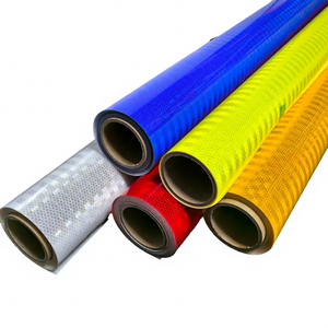 Rollo de radio Retro blanco rojo autoadhesivo lámina reflectante rollo de película reflectante de vinilo para vehículo camión - Product Image 1