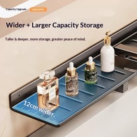 Étagère murale carrée en alliage d'aluminium pour salle de bain, sans perçage, 1 niveau, pour robinet de toilette et lavabo