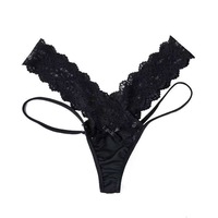 Strings ultra-fins en dentelle perforée pour femmes, motif floral, respirants, séduisants, transparents