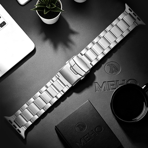 Bracelet de montre en acier inoxydable argenté, bracelet de remplacement pour montre connectée, usage quotidien au bureau - Product Image 1