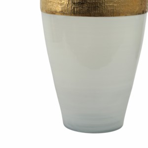 Vaso in vetro con fascia dorata, vaso decorativo per fiori, per soggiorno, decorazione per la casa - Product Image 5