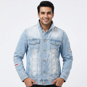 Nouvelle veste en toile personnalisée de haute qualité 2026, designs OEM, veste en denim bleu d'hiver pour hommes - Product Image 1
