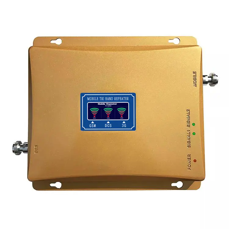 High Gain 900/1800/2100 2g/3g/4g Tri Band 70db gsm dcs wcdma golden mobile signal booster repeater