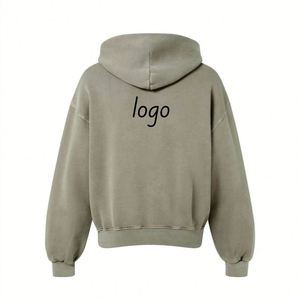 Factory Custom <b>Pullover</b> Long Sleeve Zipper Coated Jacket Embroidery Silk Screen Print Oversized Streetwear Winter Solid - Product Image 2