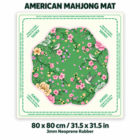 Soldes Exceptionnelles Tapis de Mahjong Américain en Néoprène Caoutchouc 3mm 80x80cm Imprimé Floral Oiseaux Antidérapant