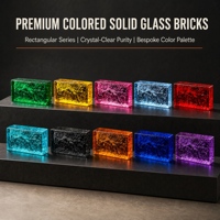 Brique de verre cristallin solide 200x100x50mm, bloc décoratif rectangulaire pour projets muraux intérieurs de salles de bain, cuisines et hôtels
