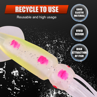 Appât pour Calmar en PVC Réaliste à Double Couche Appât Souple pour Calmar 12cm 11g Appât de Surface pour la Pêche à la Mer et en Bateau Sans Hameçons