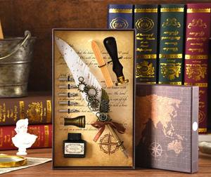 LISI Premium Metal Quill Pen and Ink Set d'écriture <span class=keywords><strong>Plume</strong></span> à plumes pour décoration de bureau antique et marqueurs d'art cadeaux - Product Image 3