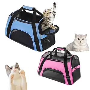 工場卸売ポータブル猫キャリアバッグ通気性ペットキャリア旅行製品バックパックファッションオックスフォードラム持続可能