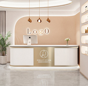 Mostrador de Recepción de Estilo Industrial Retro, Combinación de Metal y Madera en Tonos Fríos, Forma Personalizada para Bares y Tiendas Temáticas - Product Image 5