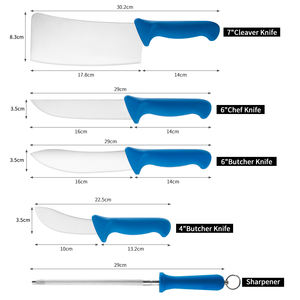 Juego de cuchillos de carnicero súper afilados, cuchillo de matanza con mango de PP, juego de equipo de carnicería de 5 piezas con bolsa de cuchillos - Product Image 6