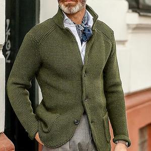 Pull en tricot de couleur unie à manches longues décontracté pour hommes européens et américains vêtements d'extérieur de couleur unie - Product Image 4
