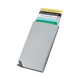 Customized Colorful Supplier Automatic Anti Theft <b>Wallet</b> Slim Minimalist Billeteras <b>Metal</b> Rifd Blocking Card Holder for Men - Product Image 1