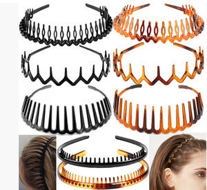 Lot de 8 <span class=keywords><strong>serre</strong></span>-têtes ajustables en plastique avec <span class=keywords><strong>peigne</strong></span> à dents, antidérapants, style tendance pour femmes, hommes et adolescentes - Noir, couleurs vives - Product Image 2