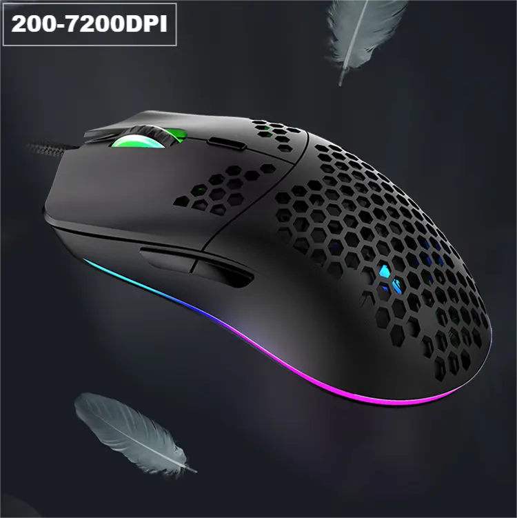 Xyh90 mouse com fio rgb, luminescente 200-7200dpi macro programação gaming mouse