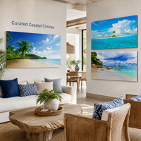Impression murale Coucher de soleil côtier, Tableau de paysage marin tropical pour Salon, Maison de plage, Hôtel, Complexe hôtelier, Intérieurs modernes
