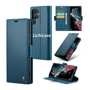 Lichicase Book Style Card Bag Wallet Money Pocket Cover For Samsung S22 Ultra Phone Stand Leather Case