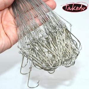 สายเบ็ดตกปลา TAKEDO แบบหนา สีเงิน พร้อมตะขอเกี่ยว สายเหล็ก พร้อมตัวหมุนและหมุด ป้องกันการ<span class=keywords><strong>กัด</strong></span> สายเบ็ดตกปลาเหล็ก - Product Image 3