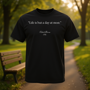 T-shirt avec citation de Robert Burns, Life Is But A Day At Most, noir, unisexe, taille adulte - Product Image 3