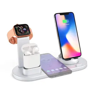 Iphone Airpod Wireless Charging Stand 4 in 1 10W FCC <8mm for Apple for Iwatch Series SE 6 5 4 3 2 1 Iphone 12 11 11 Pro Xs X Qi