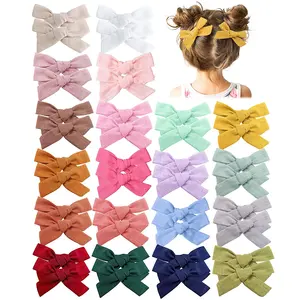 Hot selling 2-1/2 Inch Handmade ribbon hair bows clips accessories for baby girls children Cute hair bow hairpins