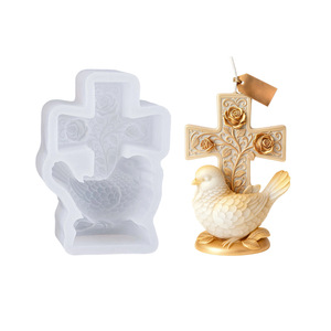 Moule en silicone motif croix, colombe et rose, facile à démouler, multi-usage pour gâteaux DIY, bijoux faits main en pierre dorée, bougies d'aromathérapie - Product Image 2