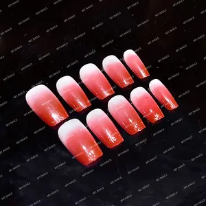 Red Mary fatto a mano stampa Nail Art Design Ombre Performance acrilico unghie finte per dita stile salone in scatola