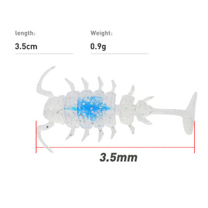 Mồi Câu Cá TPR dạ quang mồi mềm mini jighead sâu 35mm cao su nhân tạo nổi polypod sâu thu hút cá UV câu cá trên băng - Product Image 5