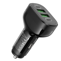 Hoco NZ11 Guide PD 72W chargeur de voiture avec 4 ports de type 2C + 2A allume-cigare pratique pour une charge rapide et facile