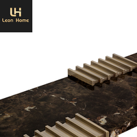 Table de couloir en acier inoxydable, console montante en marbre noir, style moderne, pour salon, offre spéciale,