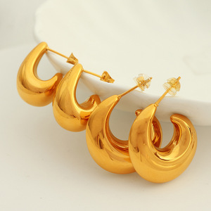 Crescent <b>Moon</b> Shape Stainless Steel Stud <b>Earrings</b> Gold Silver Color Fashion <b>Earrings</b> For Women Jewelry Accessories - Product Image 2