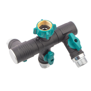 Adaptateur mâle chromé YOD personnalisé à 360 degrés avec robinet d'arrêt, connecteur de robinet extérieur, répartiteur de <span class=keywords><strong>tuyau</strong></span> de jardin à connexion rapide 3 voies - Product Image 1