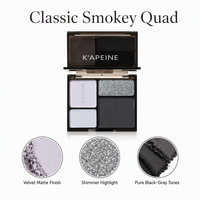Palette de fards à paupières minéraux quatre couleurs effet scintillant, mat et pailleté fin, idéale pour un look punk audacieux, smoky ou éclatant sur scène