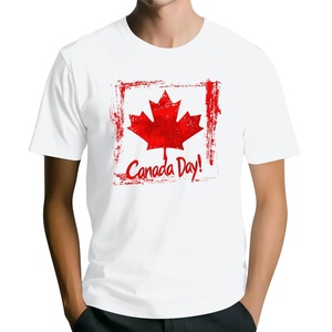 Hot Sale Men's Canada National Emblem Knitted T-shirt Vintage Washed Cotton Crewneck 3D Pattern Quick Dry Breathable - Product Image 3