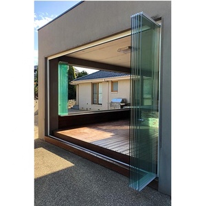 Portes coulissantes pliantes en verre trempé sans cadre pour véranda extérieure - Product Image 4